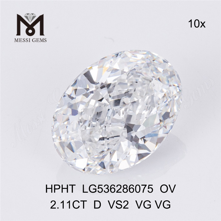 2.11ct D diamants de laboratoire HPHT ovale hpht homme fait diamants prix de gros