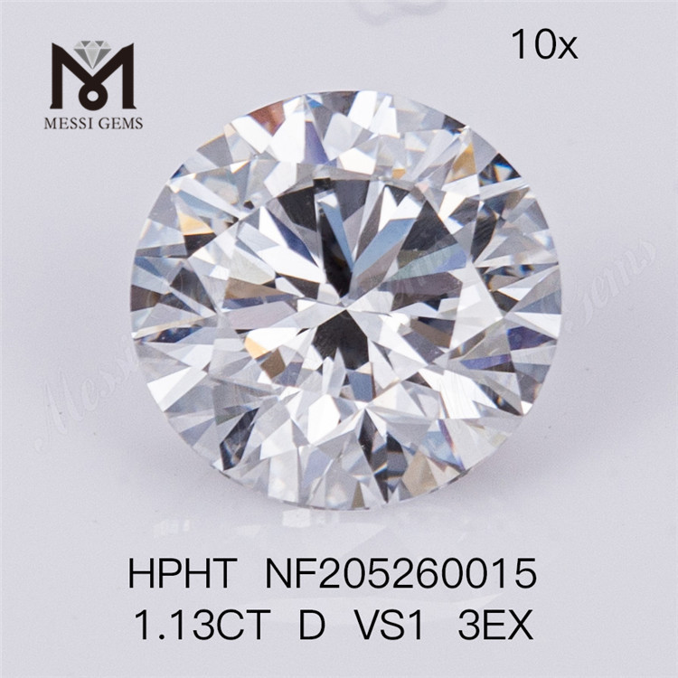 1.13ct D VS1 diamant synthétique rond taille brillant HPHT 3EX cultivé en laboratoire pour bague