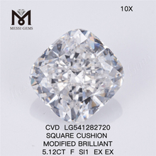 5.12CT F SI1 EX EX MODIFIÉ Brillant diamant taillé en coussin cultivé en laboratoire