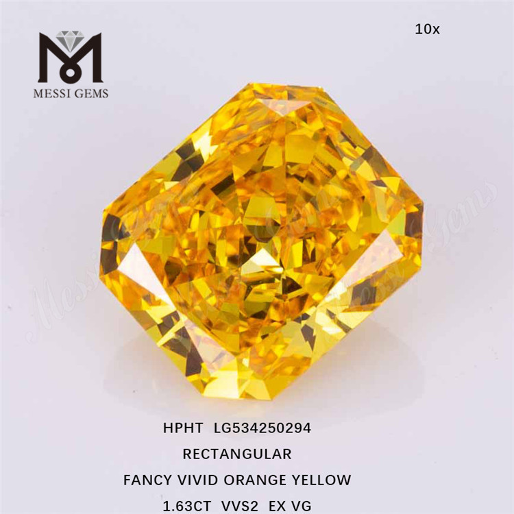 1.63ct FANCY YELLOW diamants synthétiques lâches RECTANGULAIRE jaune diamants cultivés en laboratoire prix de gros