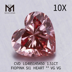 1.51CT FIOPINK SI1 HEART VG VG gros laboratoire créé diamants CVD LG485145450