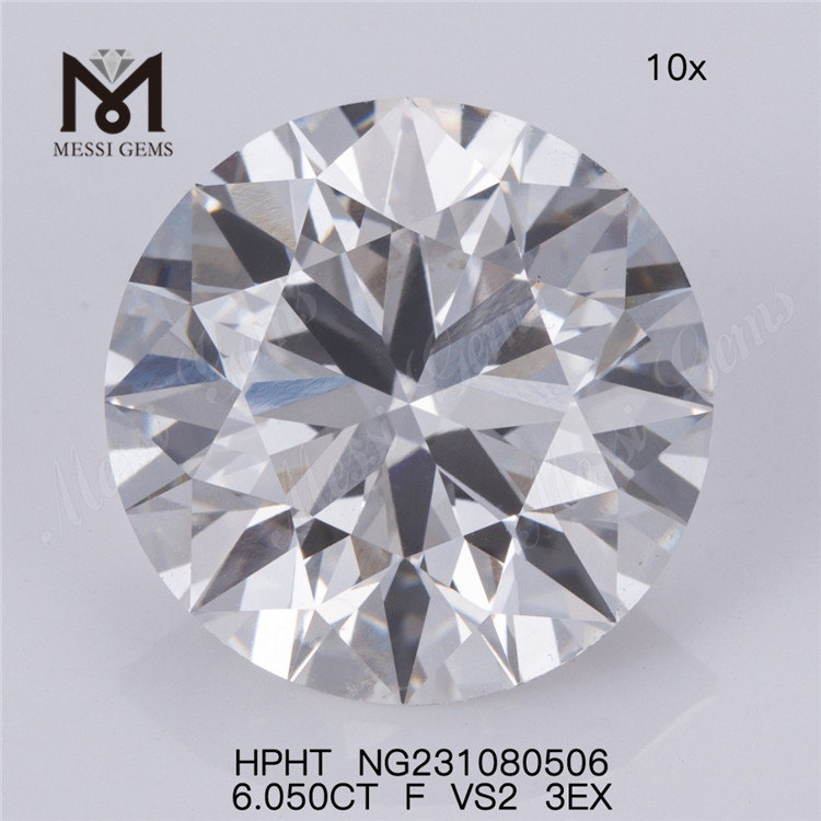 6.050CT F vente de diamants de laboratoire en vrac hpht RD meilleure vente en vrac hpht le plus grand diamant fabriqué par l'homme