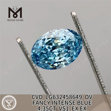 Laboratoires de diamant 4,35CT VS1 CVD OV. FANCY INTENSE BLUE LG632458649丨Messigems