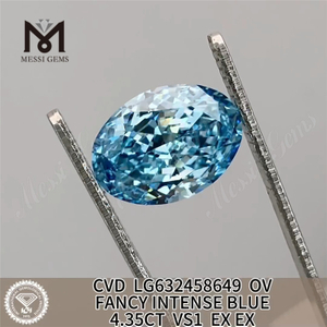 Laboratoires de diamant 4,35CT VS1 CVD OV. FANCY INTENSE BLUE LG632458649丨Messigems