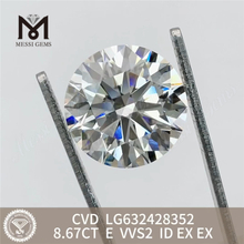 8.67CT E fabriqué en diamants non extraits VVS2 ID CVD LG632428352丨Messigems 