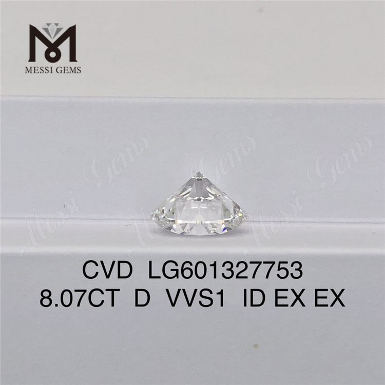8.07CT D VVS1 ID EX EX Diamants CVD de haute qualité directement de notre laboratoire LG601327753丨Messigems
