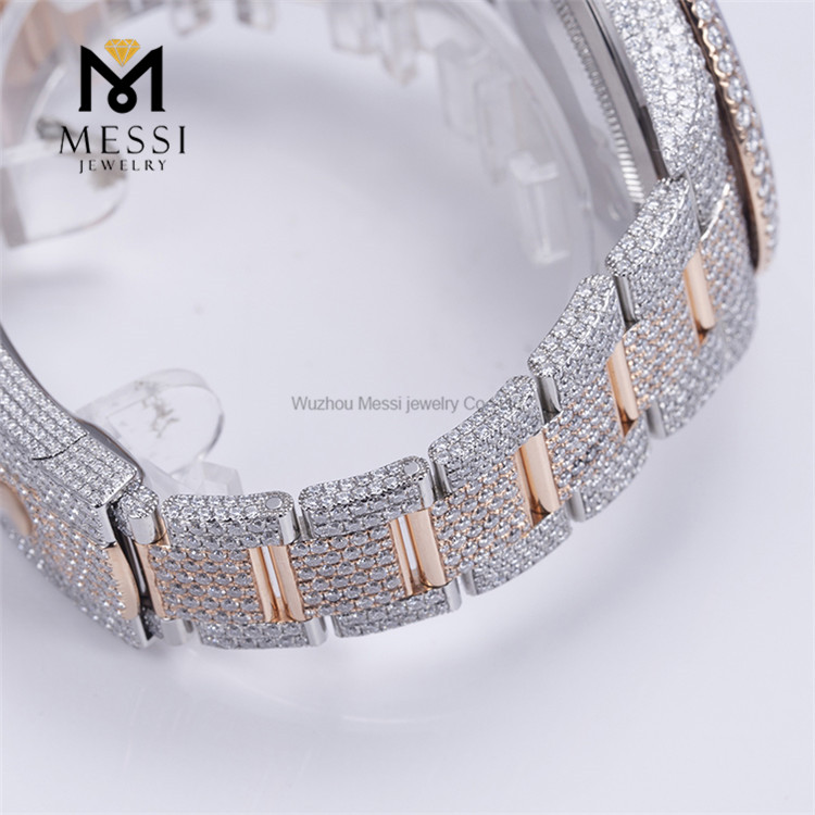 Montre glacée de luxe en moissanite avec diamants VVS Moissanite