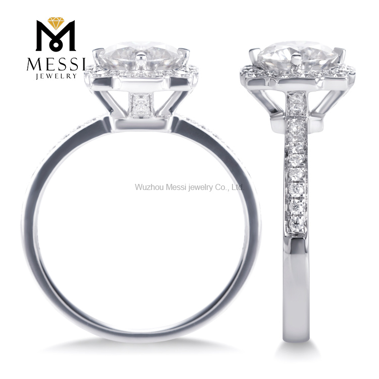 14K Gold Customized 1Ct Lab Diamond Women Fashion Jewelry Halo Ring
