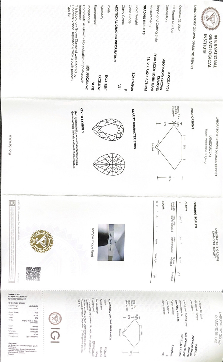 diamants certifiés poire igi