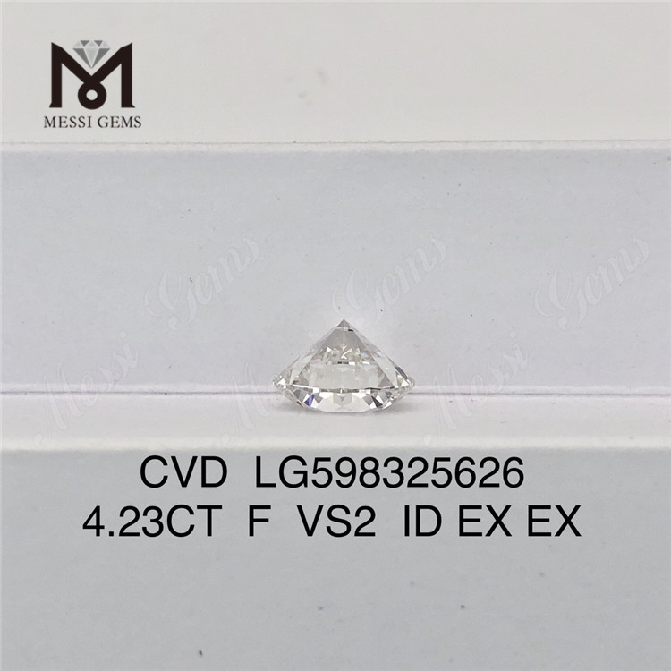 4.23CT F VS2 ID EX EX Votre source de diamants fabriqués en laboratoire en vrac CVD LG598325626丨Messigems