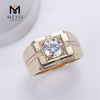 Bague en or jaune 18 carats avec diamants ronds IGI Round Lab de 7,5 mm pour hommes