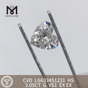 Diamants fabriqués en laboratoire 3.05CT G VS1 HS CVD, vente en gros LG633451231 丨 Messigems 