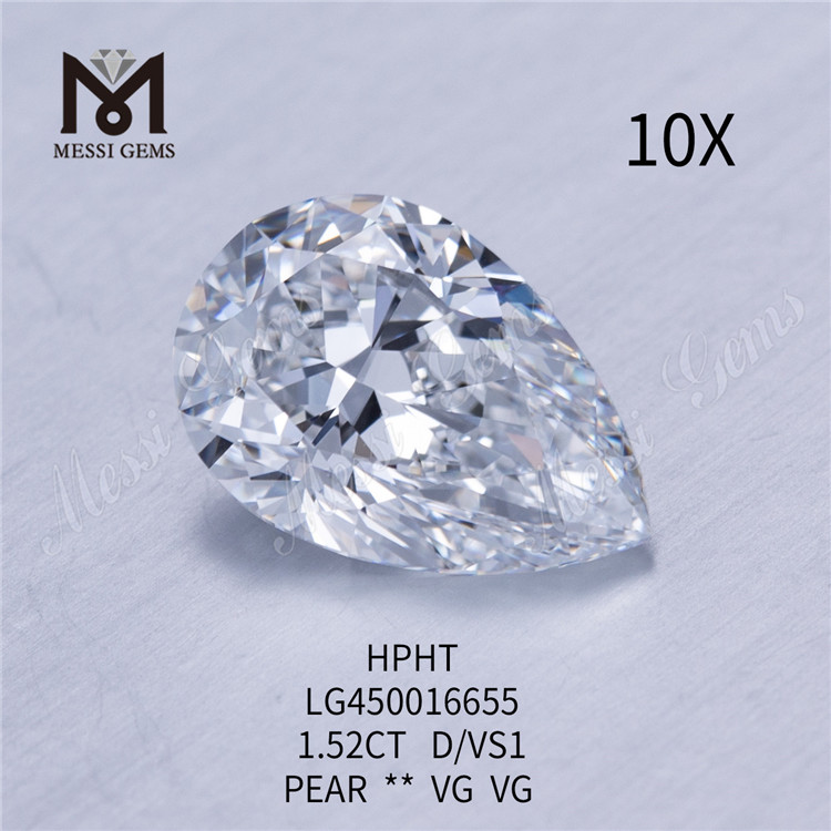 1,52 carat D/VS1 PEAR CUT diamants de laboratoire VG