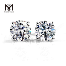 Boucle d'oreille mariage mode ronde moissanite or blanc 2 carats