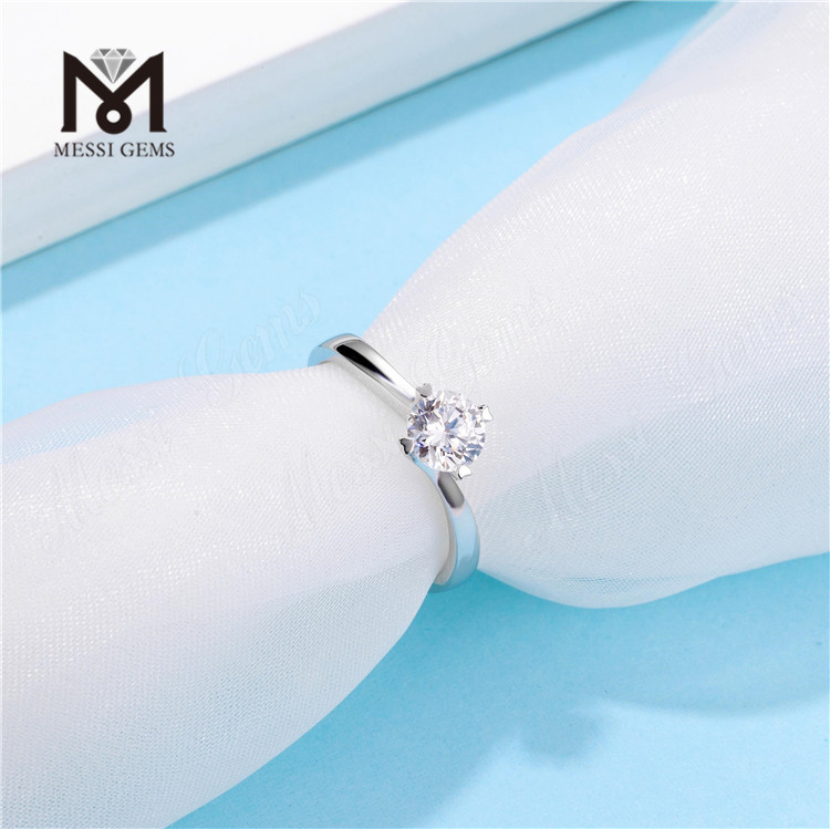 Messi Jewelry minimaliste 1 carat moissanite diamant mariage 925 bagues en argent sterling