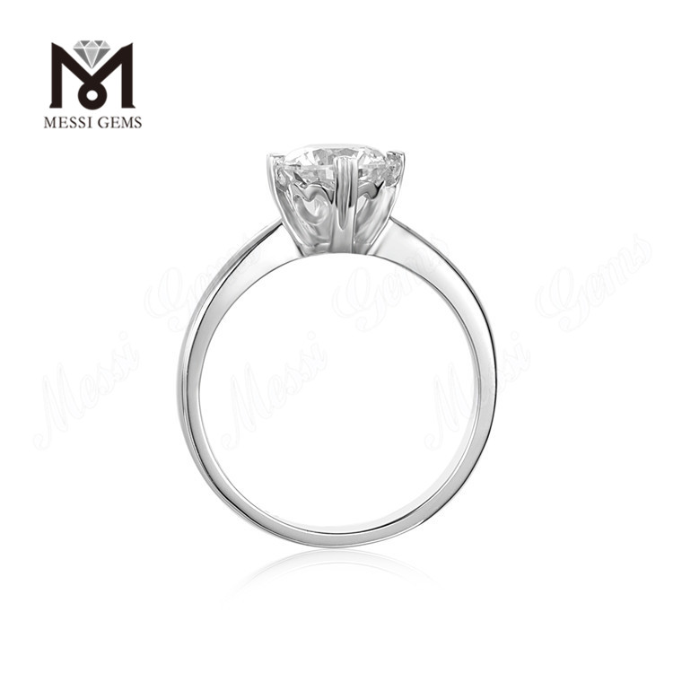 Messi Gems 1 carat D couleur moissanite diamant mariage 925 bagues en argent sterling pour femme