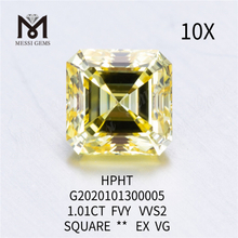 1.01ct FVY Carré diamant cultivé en laboratoire EX VG