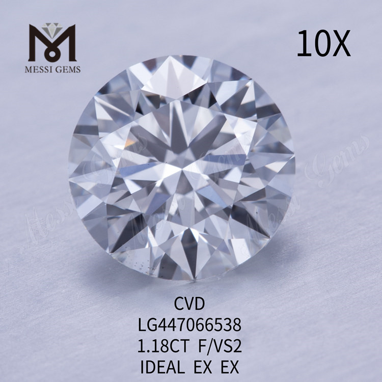 1,18 carat F VS2 Round BRILLIANT IDEAL Cut CVD coût du diamant fabriqué en laboratoire