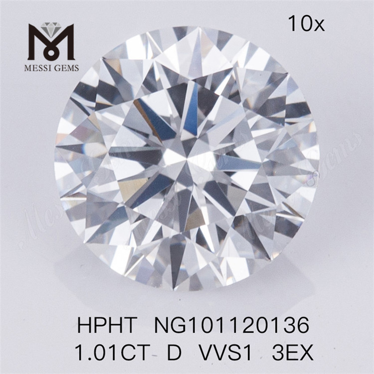 1.01CT D VVS1 3EX diamant synthétique HPHT 