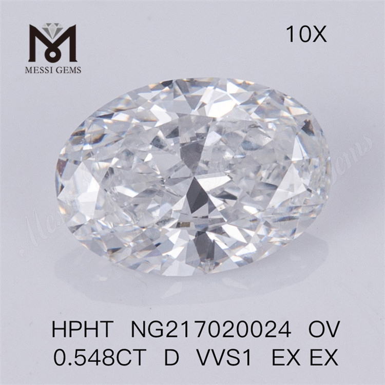 HPHT OVAL 0.548ct D VVS1 EX EX Pierre de diamant synthétique