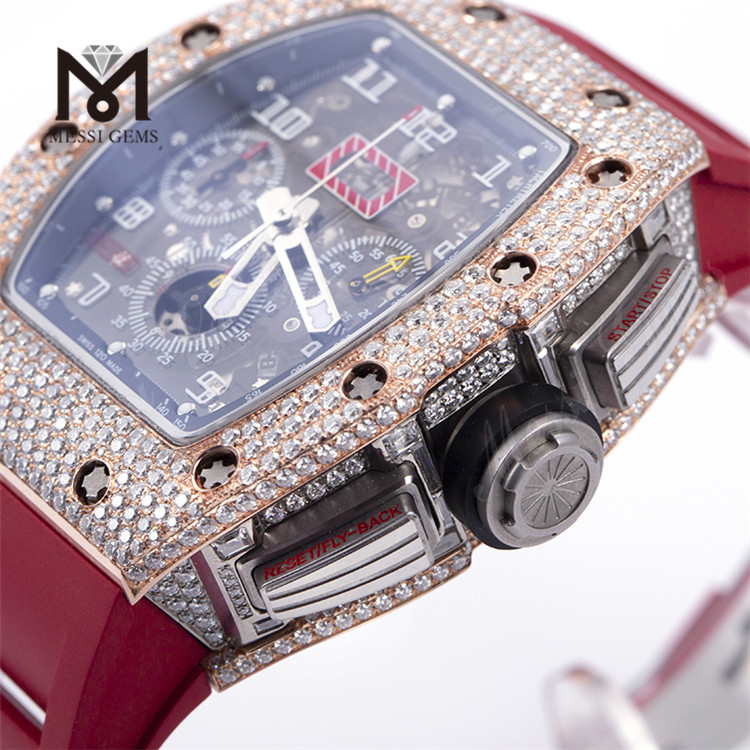 Ensemble de main de marque Iced Out Luxury Vvs Moissanite Watch Custom Design