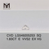 1.83ct SQ cut E VVS2 EX VG diamants manufacturés coût prix de gros en vente