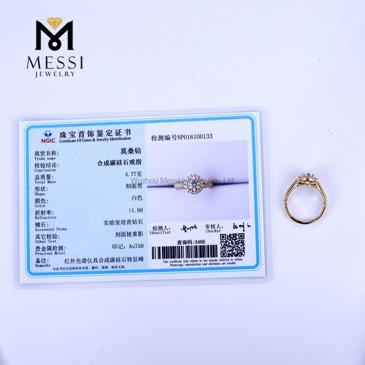 or blanc jaune 14K 18K or forme de fleur mode HPHT Lab Craeted Diamond Ring