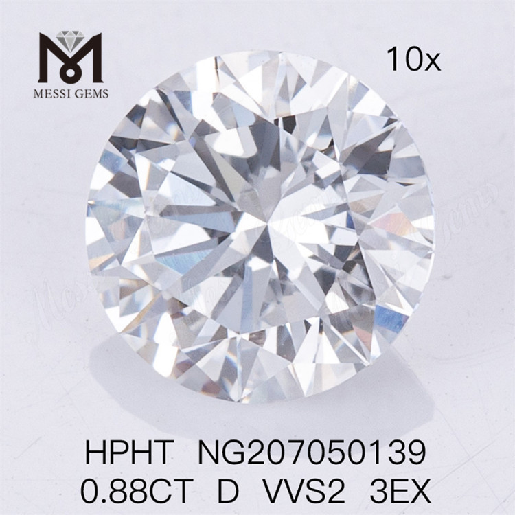  0.88CT D VVS2 3EX Diamant de laboratoire HPHT Diamant fabriqué par l'homme