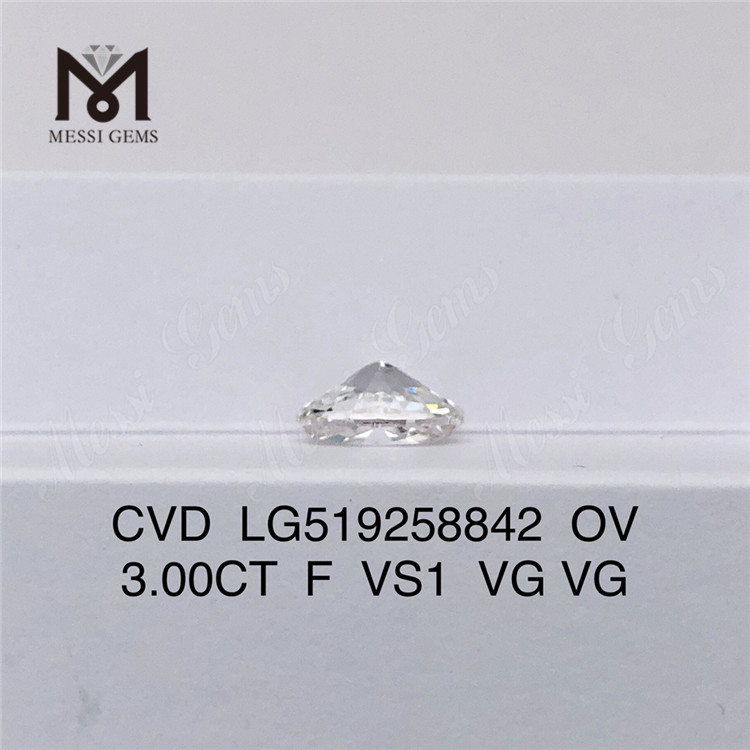 3ct F VS1 VG VG CVD IGI Man Made Diamond OVALE Haute Qualité