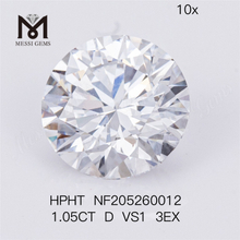 Diamant de laboratoire synthétique taille ronde D VS1 3EX 1,05 ct HPHT