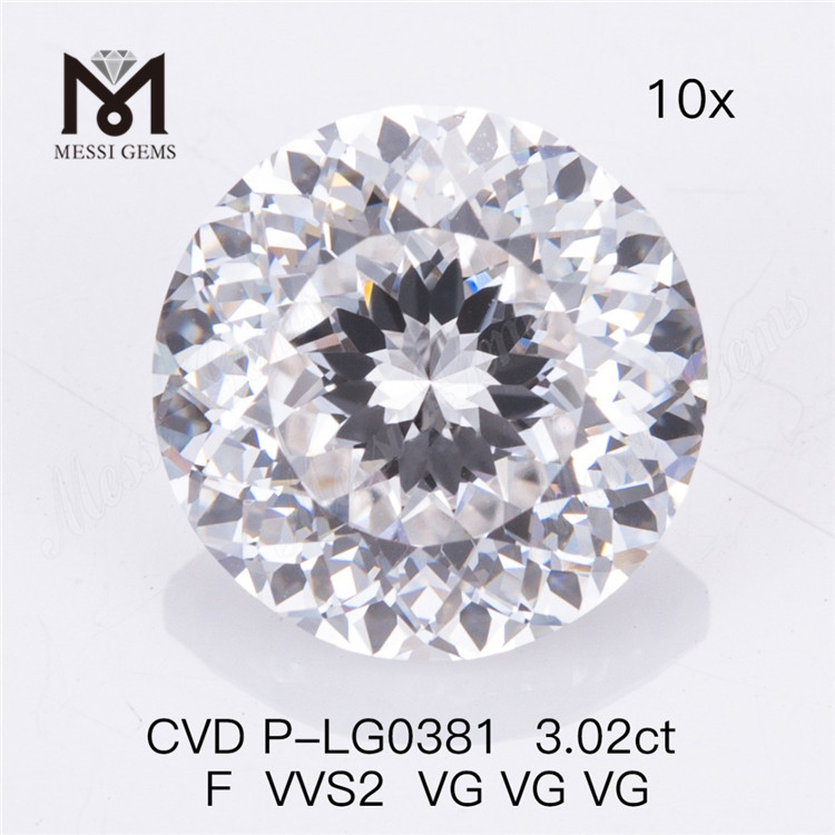 3.02ct F VVS2 VG VG VG forme ronde CVD acheter cvd diamant P-LG0381