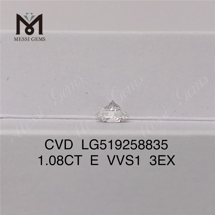 1.08CT E VVS1 diamant fabriqué par l\'homme bon marché 3EX diamants synthétiques lâches CVD