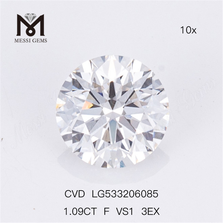 1.09CT diamant rond fabriqué par l'homme D VVS1 3EX Cvd diamant en gros