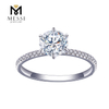 Bague de fiançailles en or blanc 18 carats solitaire 1 ct D SI1 avec diamants brillants cultivés en laboratoire pour femme