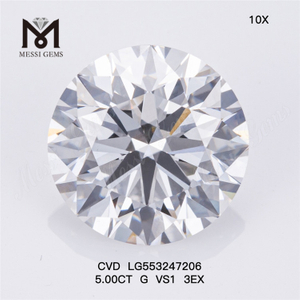 5CT G VS1 3EX diamant cultivé en laboratoire cvd 5 carats diamant créé en laboratoire