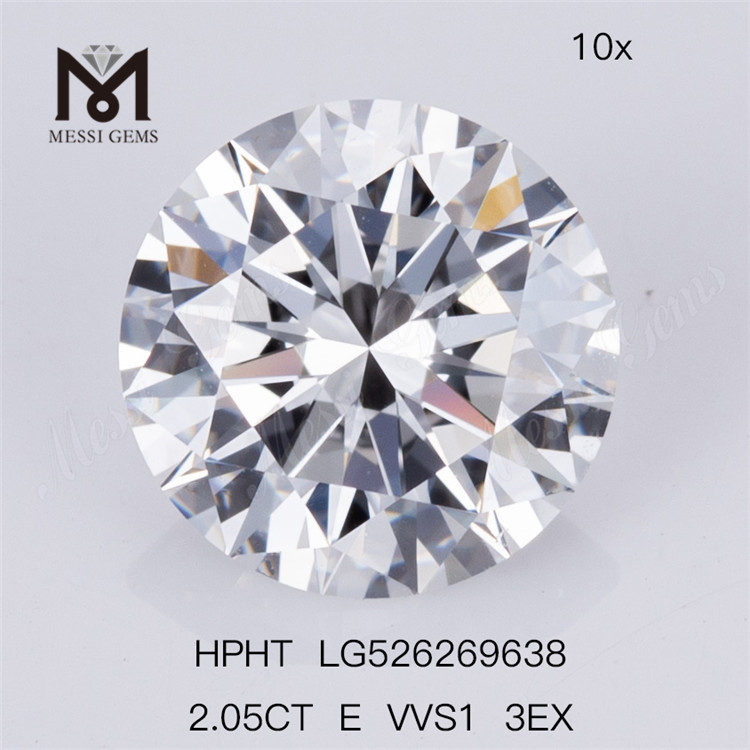 2.05CT E VVS1 3EX diamant cultivé en laboratoire HPHT Diamant de laboratoire rond 