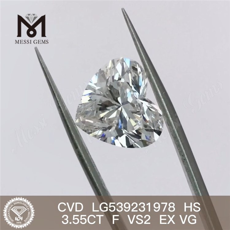 3.55ct D diamant de laboratoire HPHT VS HEART diamants fabriqués par l'homme en stock