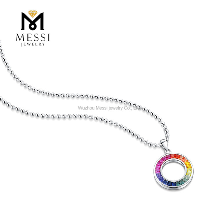 Bijoux de mode arc-en-ciel vide cercle Lab Grown collier de diamants pour les femmes