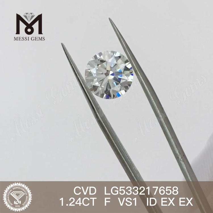 1.24ct F rond cvd diamant fabriqué par l'homme vs RD cvd diamant prix d'usine