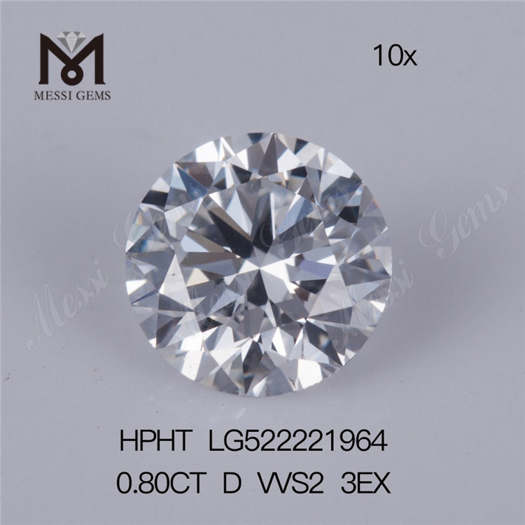 Diamant synthétique taille brillant DEF 0,8 carat Diamant cultivé en laboratoire D VVS2 3EX Prix par carat