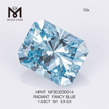 1.03CT SI1 RADIANT FANCY BLUE 1ct diamant cultivé en laboratoire HPHT NF303230014