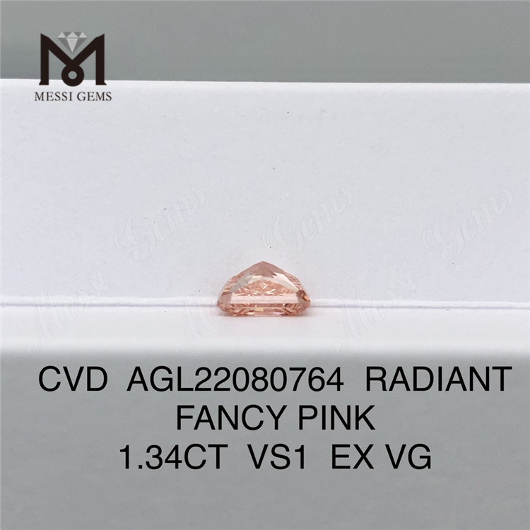 Diamants de laboratoire en gros de 1,34 ct rose RADIANT FANCY PINK VS1 EX VG CVD AGL22080764