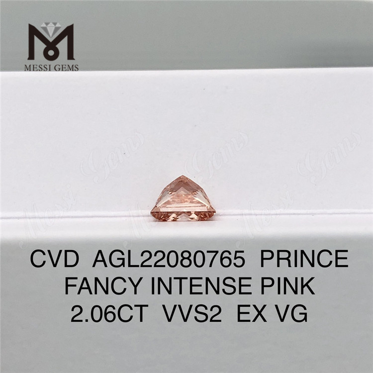 Diamants de laboratoire en gros de 2,06 ct rose VVS2 EX VG PRINCE FANCY INTENSE ROSE CVD AGL22080765