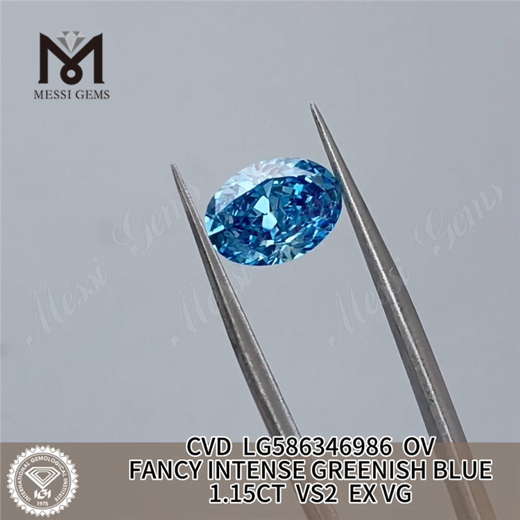 1,15CT OV FANTAISIE BLEU VERT INTENSE VS2 EX VG Bleu Lab Diamant CVD LG586346986