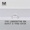 8.07CT D VVS2 EX EX 8 carats EM cvd diamants cultivés en laboratoire CVD LG602357748