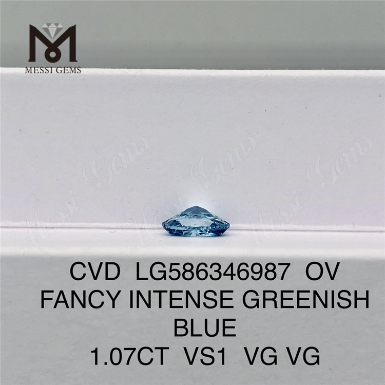 1.07CT VS1 VG VG OV FANTAISIE INTENSE VERT VERDÂTRE Bleu Ovale Diamant CVD LG586346987