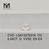 3.24CT OV D VVS2 CVD laboratoire fabriqué diamant prix de gros LG613376316 丨 Messigems