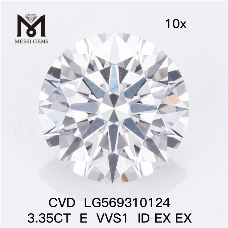3.35CT E VVS1 ID EX EX Diamants certifiés cultivés en laboratoire