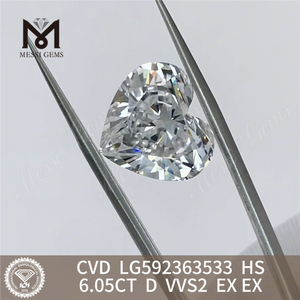 6.05CT D VVS2 EX EX CVD Diamonds HS Votre partenaire pour la revente en vrac CVD LG592363533丨Messigems