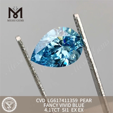 4.17CT PEAR FANCY VIVID BLUE SI1 CVD 4ct diamants d'usine LG617411359